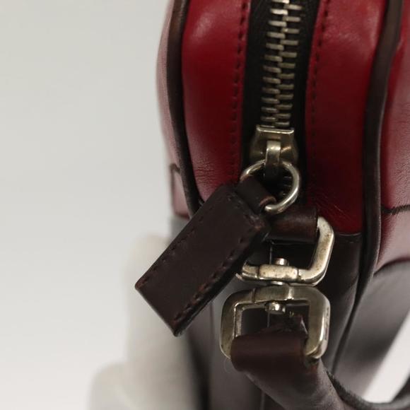 PRADA Shoulder Bag Leather Red Brown Silver Auth ki5846 - Picture 10 of 16